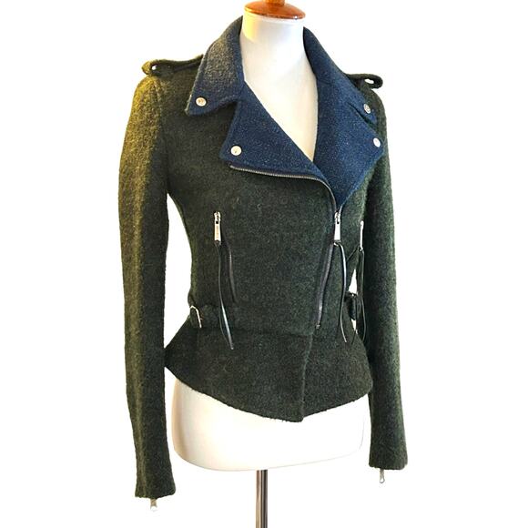 Rare Diesel Black Gold Peplum Moto Jacket – Wool Alpaca Blend, XS - Picture 1 of 8